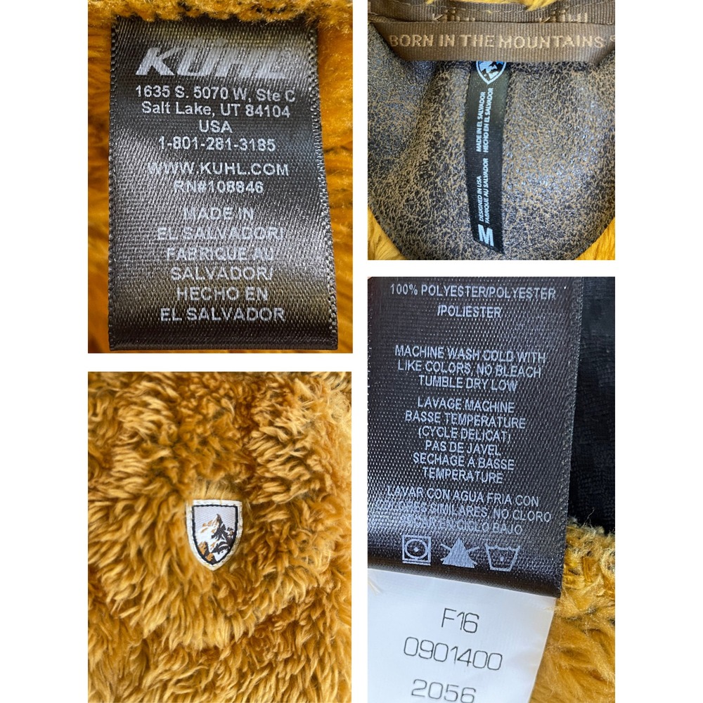 Kuhl Flight Vest M Gold Mustard High Pile Italian Fleece Sherpa Hooded Gilet - Picture 9 of 16